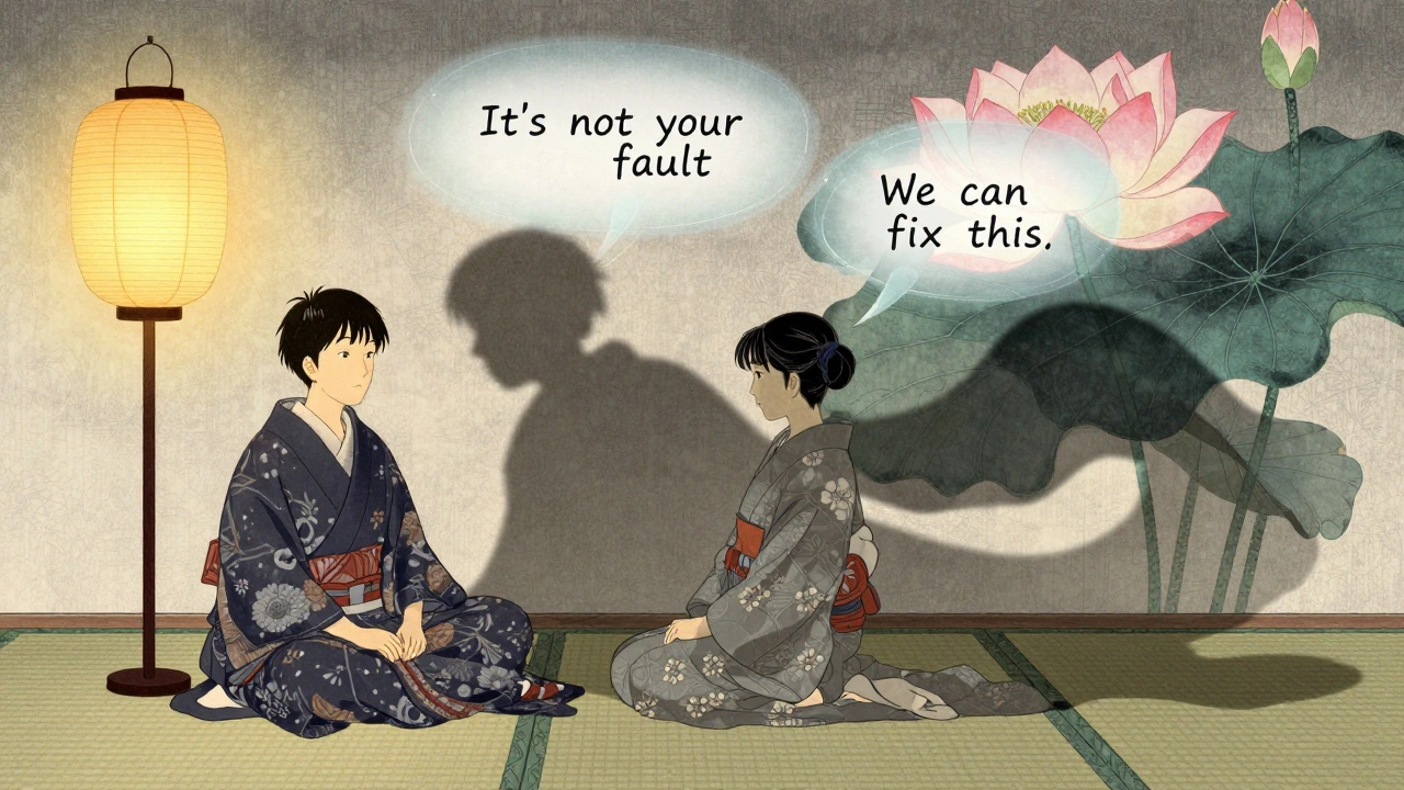 Et par holder hånden, skyggene deres smelter sammen til en blomst, symbolisert ved et lystern.