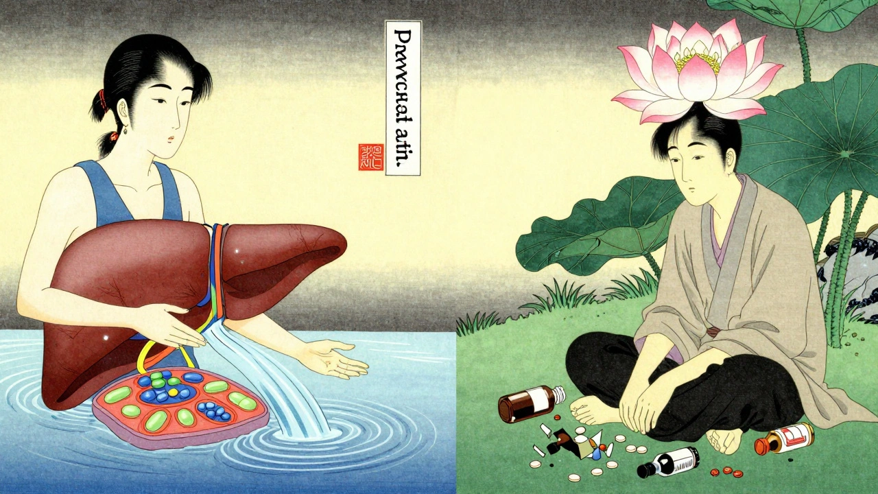 To trygge alternativer: en person med trygg statin og en lotus som symboliserer sikkerhet.