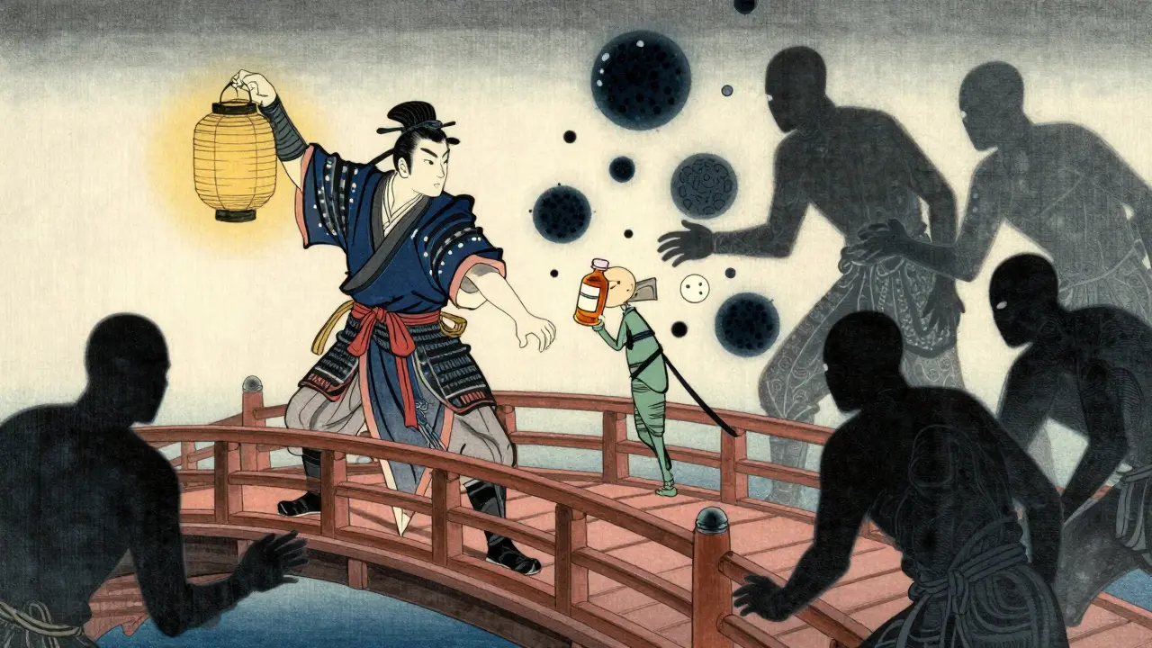 En vaktmester holder tilbake store molekyler mens et lite legemiddel passerer blod-hjerne-barrieren.