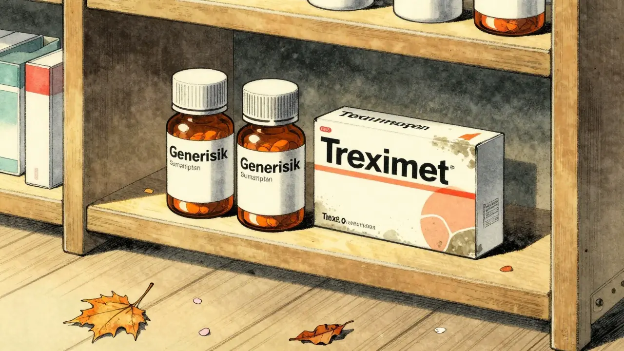 Generiske medisiner på hylla ved siden av dyr merkevare i japansk stil.