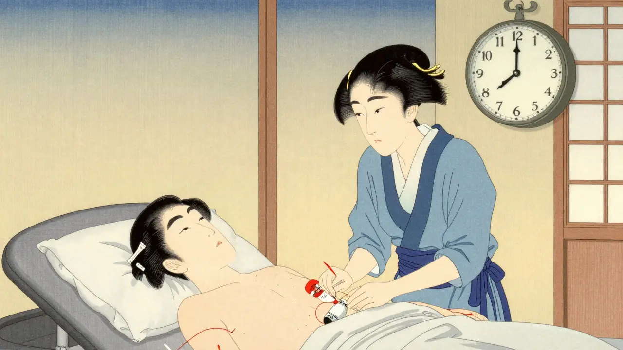 Transplantasjonspasient mottar pneumokokkvaksine før operasjon i tradisjonell scene