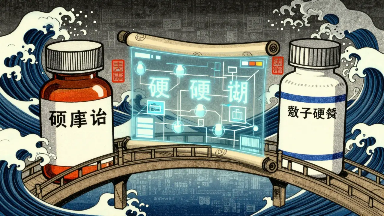 Digitalt grensesnitt som kobler merkevare og generika med advarselsstempler for kritiske medisiner.